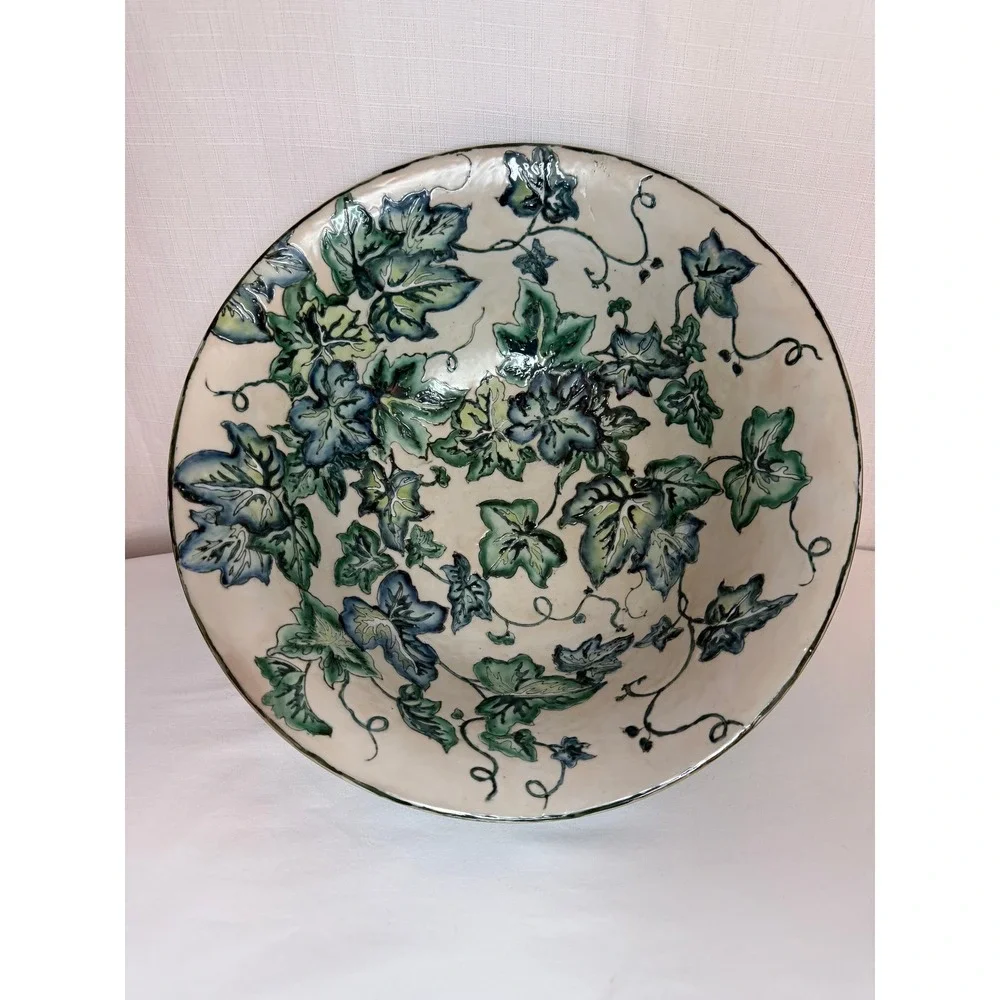 Large Vintage Chinese Ivy Floral Bowl Oklahoma Importing‎ Co 12